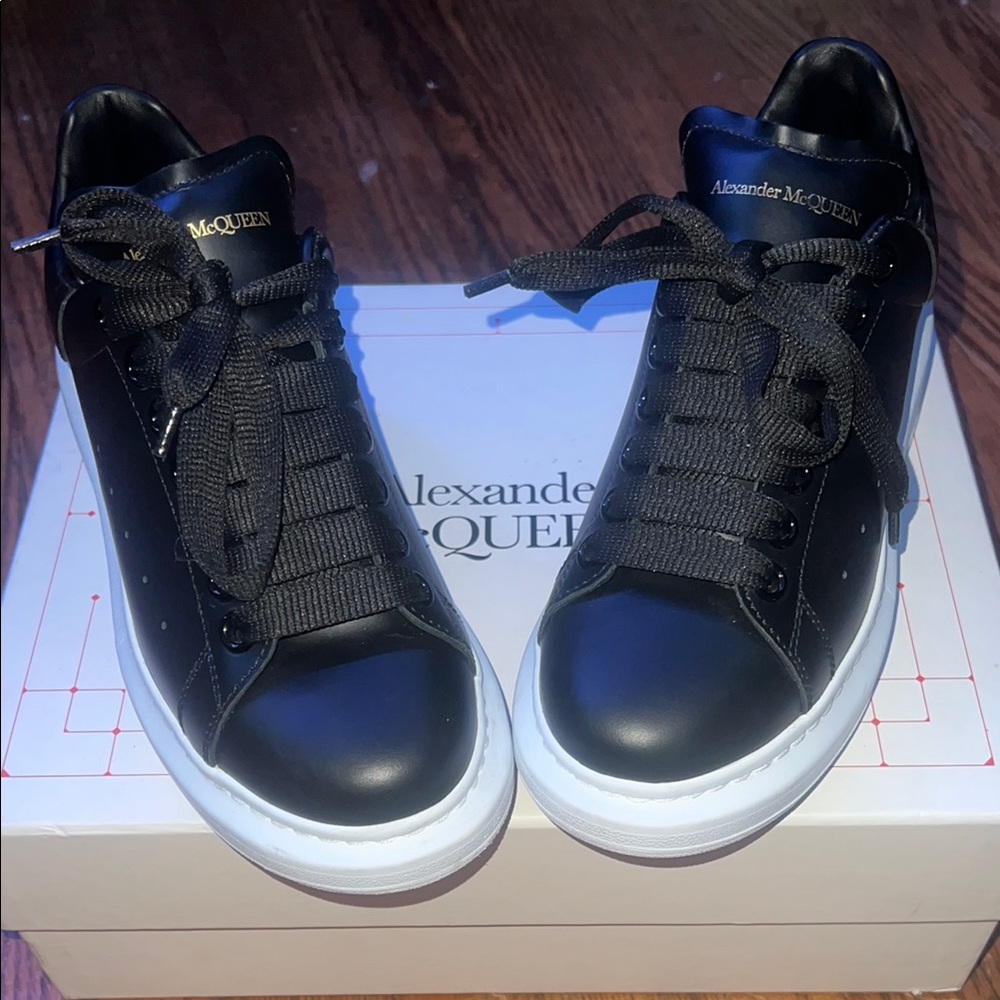 Alexander McQueen Black and White Leather Sneakers